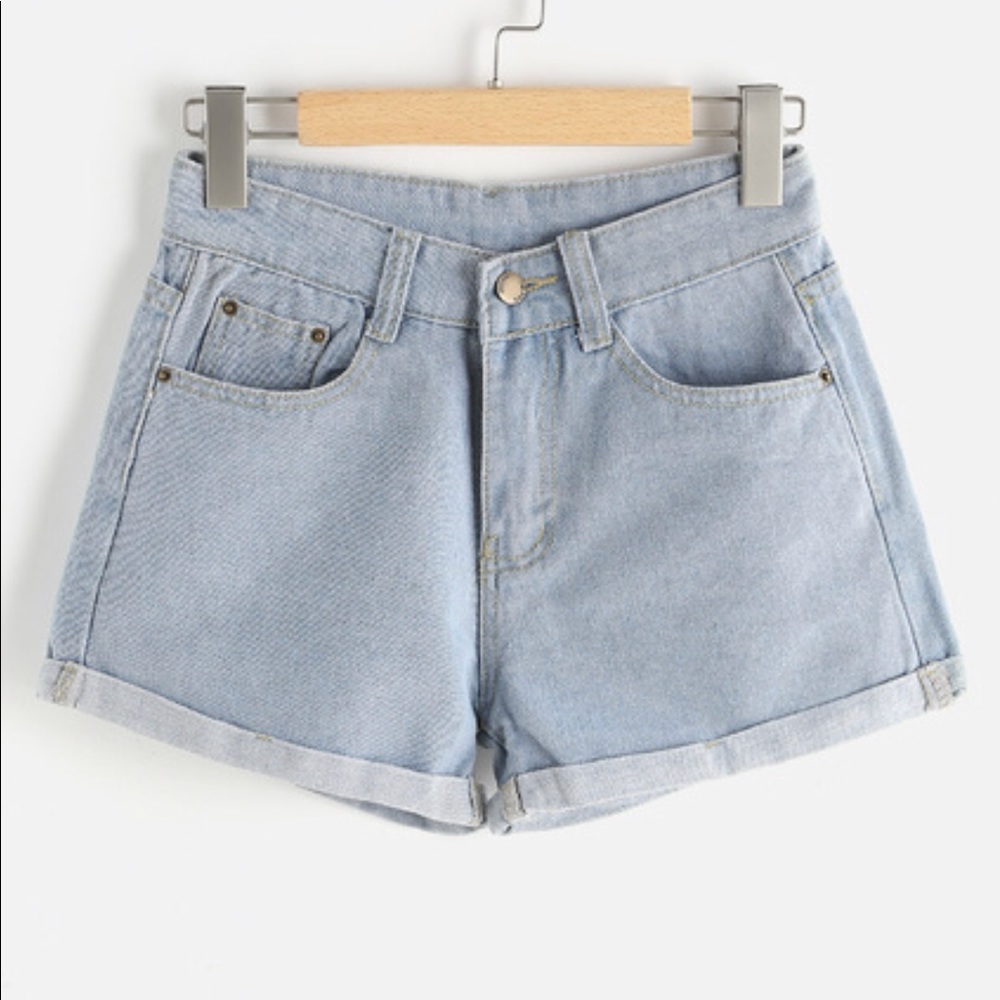 Distress back denim shorts